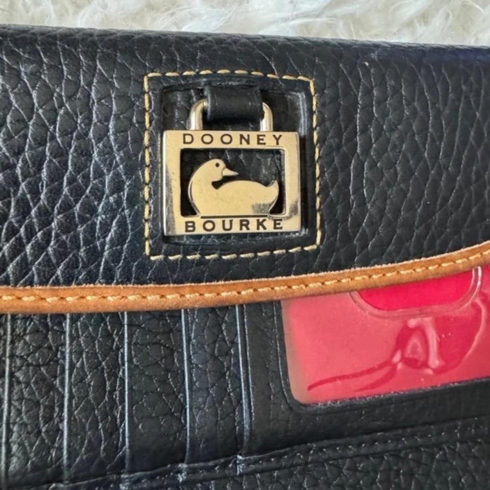 Dooney & Bourke Black and Brown Leather Wallets with Gold Hardware